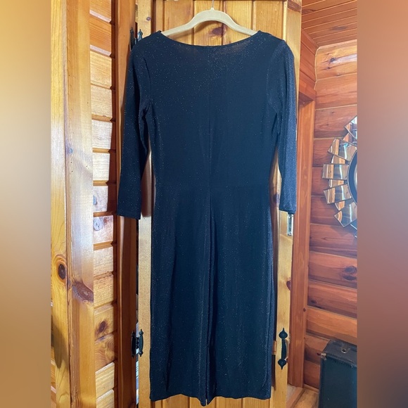 H&M‎ Black and Gold Ribbed Cowl Neck Sheath Dress - Picture 2 of 9